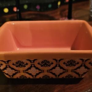Orange Ceramic Dish with Skulls And Bats
